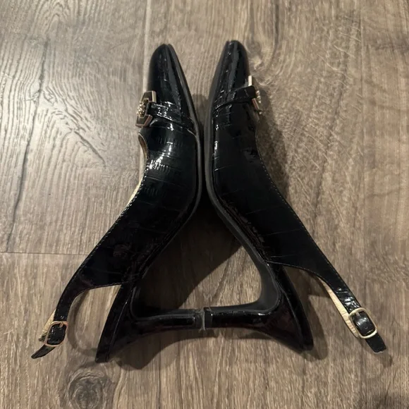 Karen Scott Black Heels with Chain Embellishment Gildyy slingback pumps size 6 - Picture 5 of 10